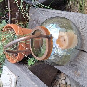 ROUND GLASS GLOBE HANGING OR STANDING CANDLE LANTERN